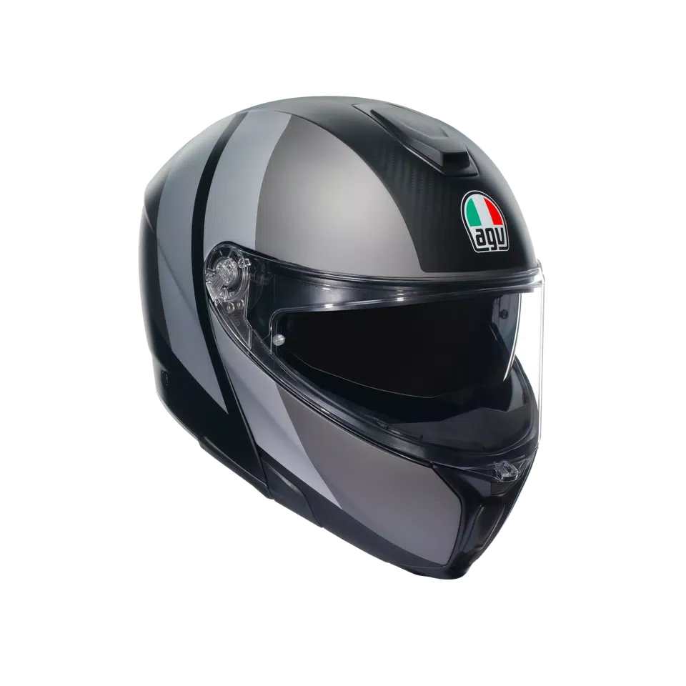 SPORTMODULAR OVERLAY MATT DOUBLE GREY - MOTORBIKE FLIP UP HELMET E2205