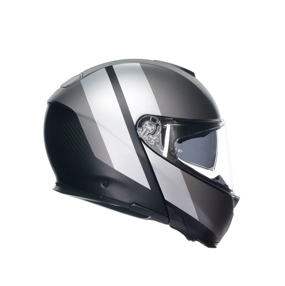SPORTMODULAR OVERLAY MATT DOUBLE GREY - MOTORBIKE FLIP UP HELMET E2205
