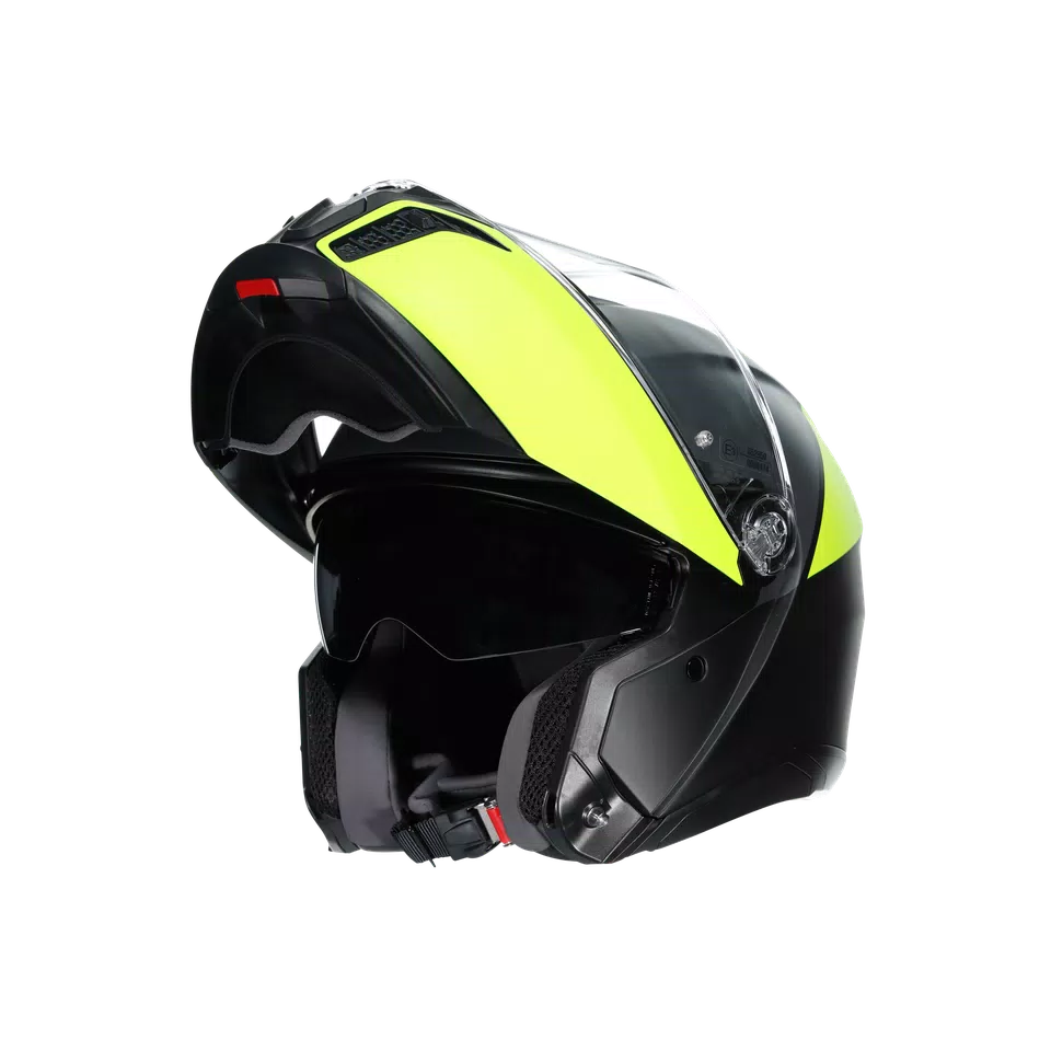 TOURMODULAR BALANCE MATT BLACK/YEL FL/GREY - MOTORBIKE FLIP UP HELMET E2206