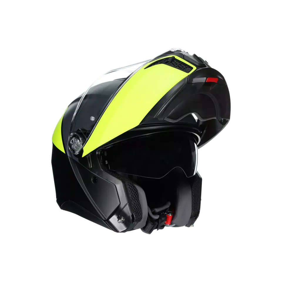 TOURMODULAR BALANCE MATT BLACK/YEL FL/GREY - MOTORBIKE FLIP UP HELMET E2206