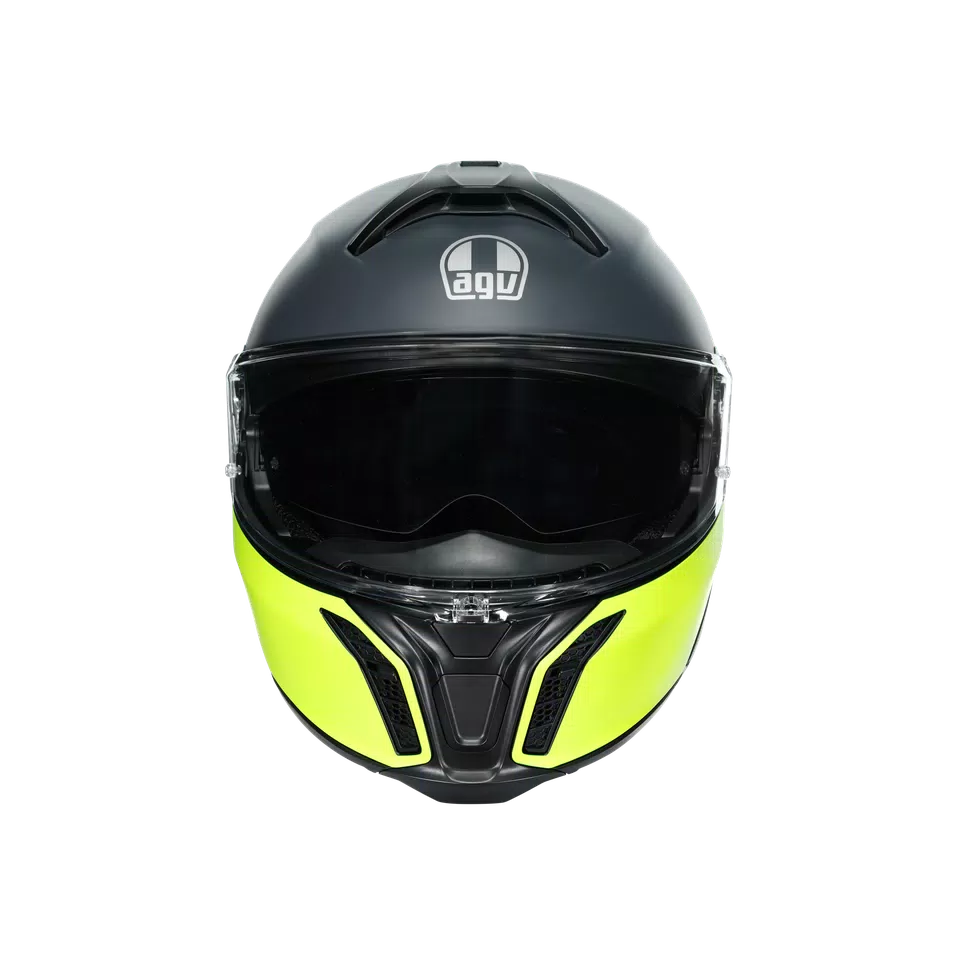 TOURMODULAR BALANCE MATT BLACK/YEL FL/GREY - MOTORBIKE FLIP UP HELMET E2206