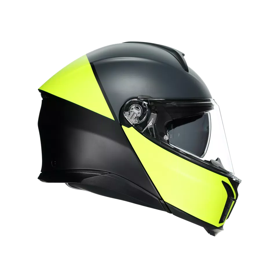 TOURMODULAR BALANCE MATT BLACK/YEL FL/GREY - MOTORBIKE FLIP UP HELMET E2206