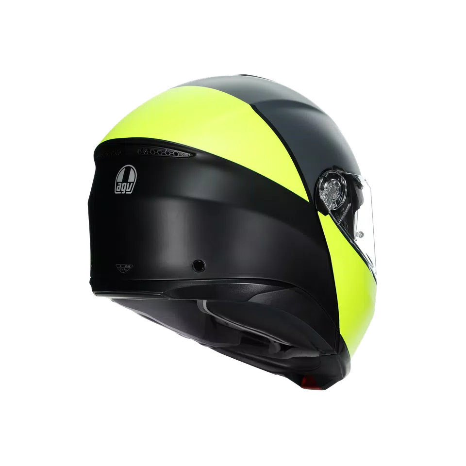 TOURMODULAR BALANCE MATT BLACK/YEL FL/GREY - MOTORBIKE FLIP UP HELMET E2206