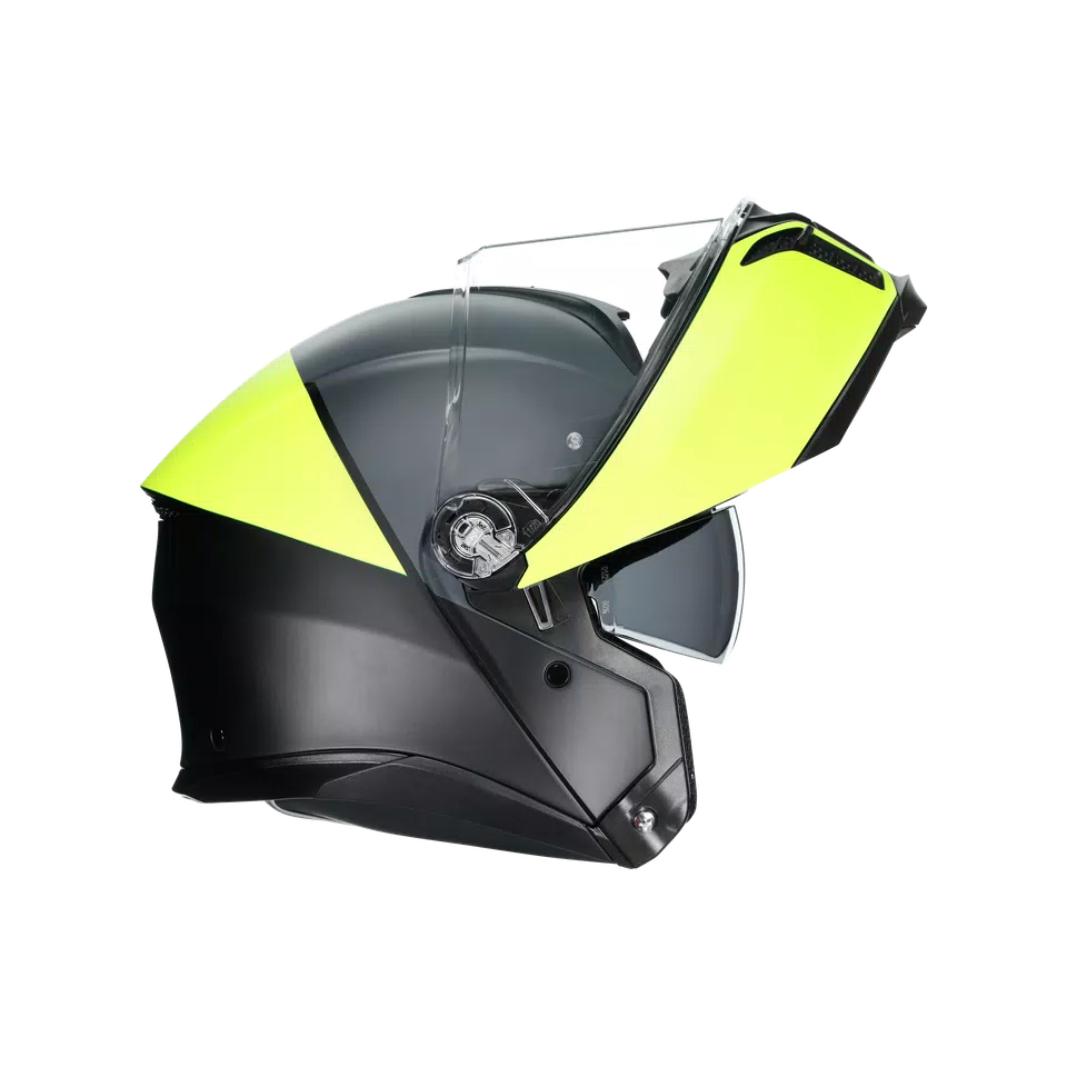 TOURMODULAR BALANCE MATT BLACK/YEL FL/GREY - MOTORBIKE FLIP UP HELMET E2206