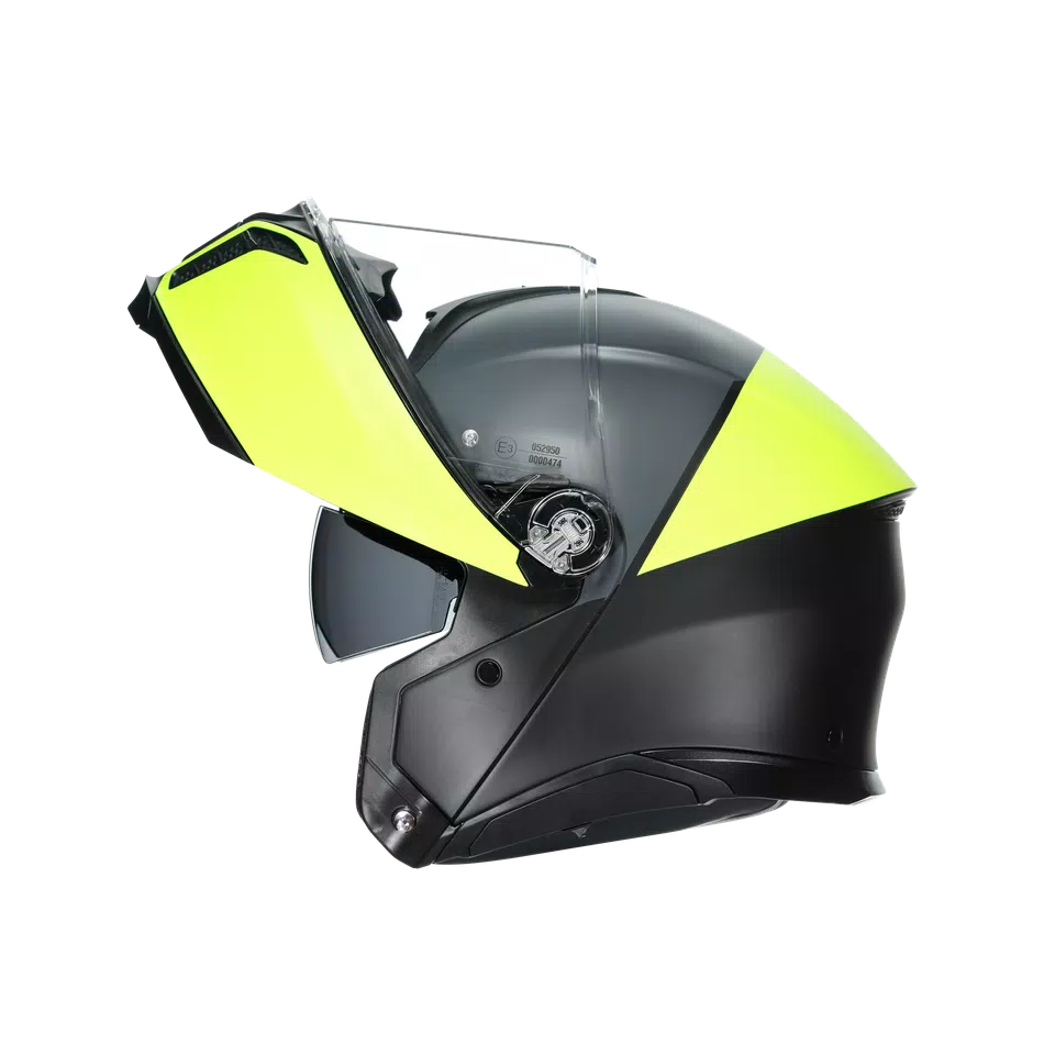 TOURMODULAR BALANCE MATT BLACK/YEL FL/GREY - MOTORBIKE FLIP UP HELMET E2206