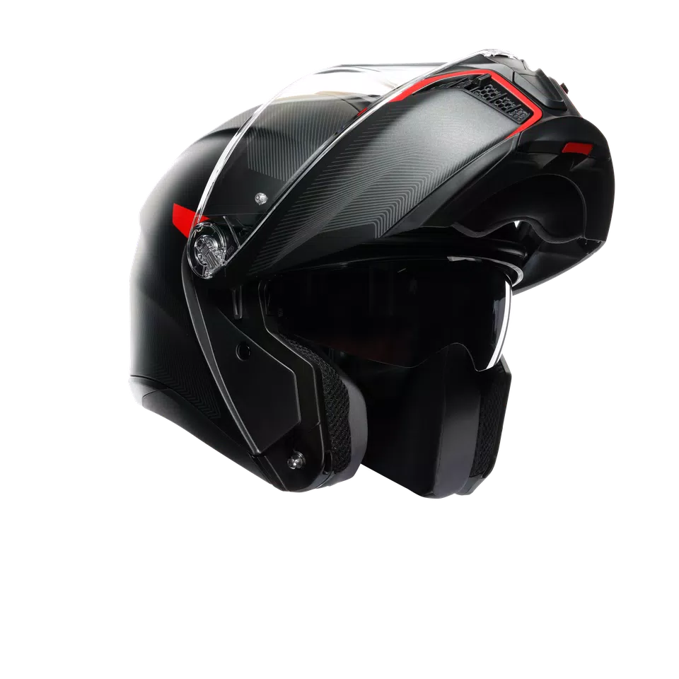 TOURMODULAR FREQUENCY MATT GUNMETAL/RED - MOTORBIKE FLIP UP HELMET E2206