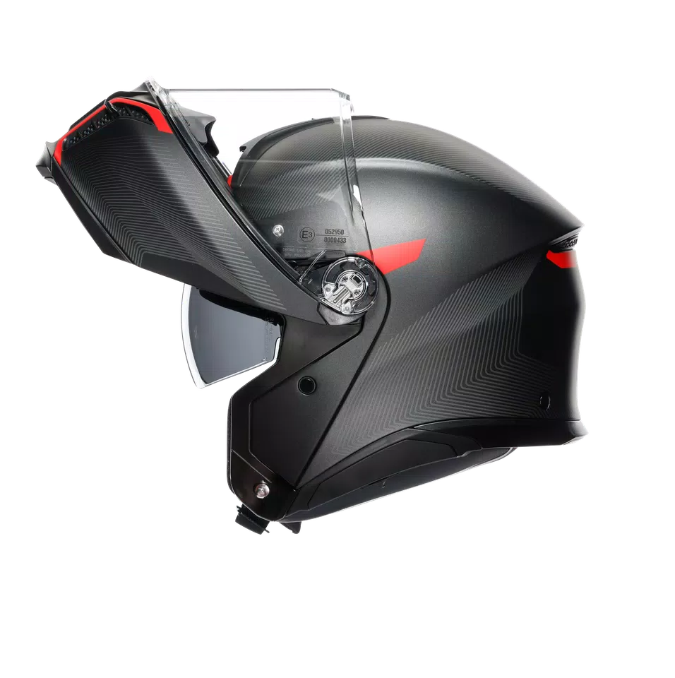 TOURMODULAR FREQUENCY MATT GUNMETAL/RED - MOTORBIKE FLIP UP HELMET E2206