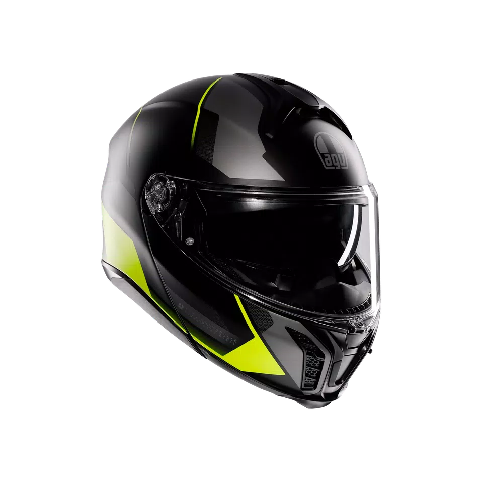 TOURMODULAR PERCEPTION MATT BLACK/YELLOW FLUO - MOTORBIKE FLIP UP HELMET E2206