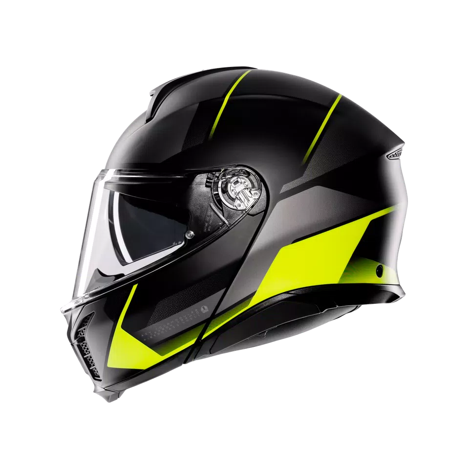 TOURMODULAR PERCEPTION MATT BLACK/YELLOW FLUO - MOTORBIKE FLIP UP HELMET E2206