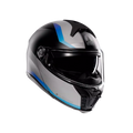 TOURMODULAR STRAY MATT BLACK/GREY/BLUE - MOTORBIKE FLIP UP HELMET E2206