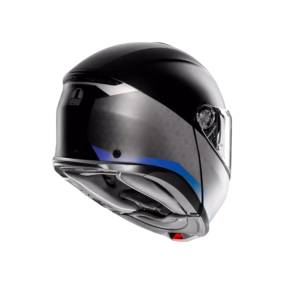 TOURMODULAR STRAY MATT BLACK/GREY/BLUE - MOTORBIKE FLIP UP HELMET E2206