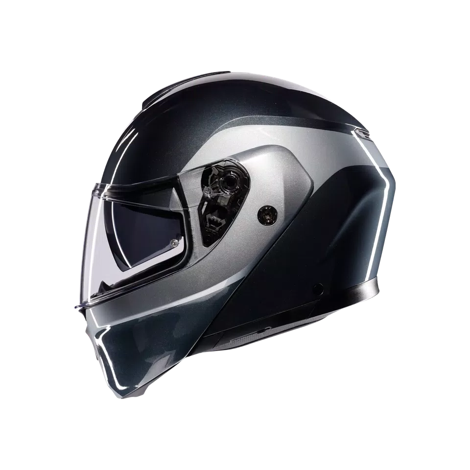 STREETMODULAR LEVICO GREY/SILVER - MOTORBIKE FLIP UP HELMET E2206