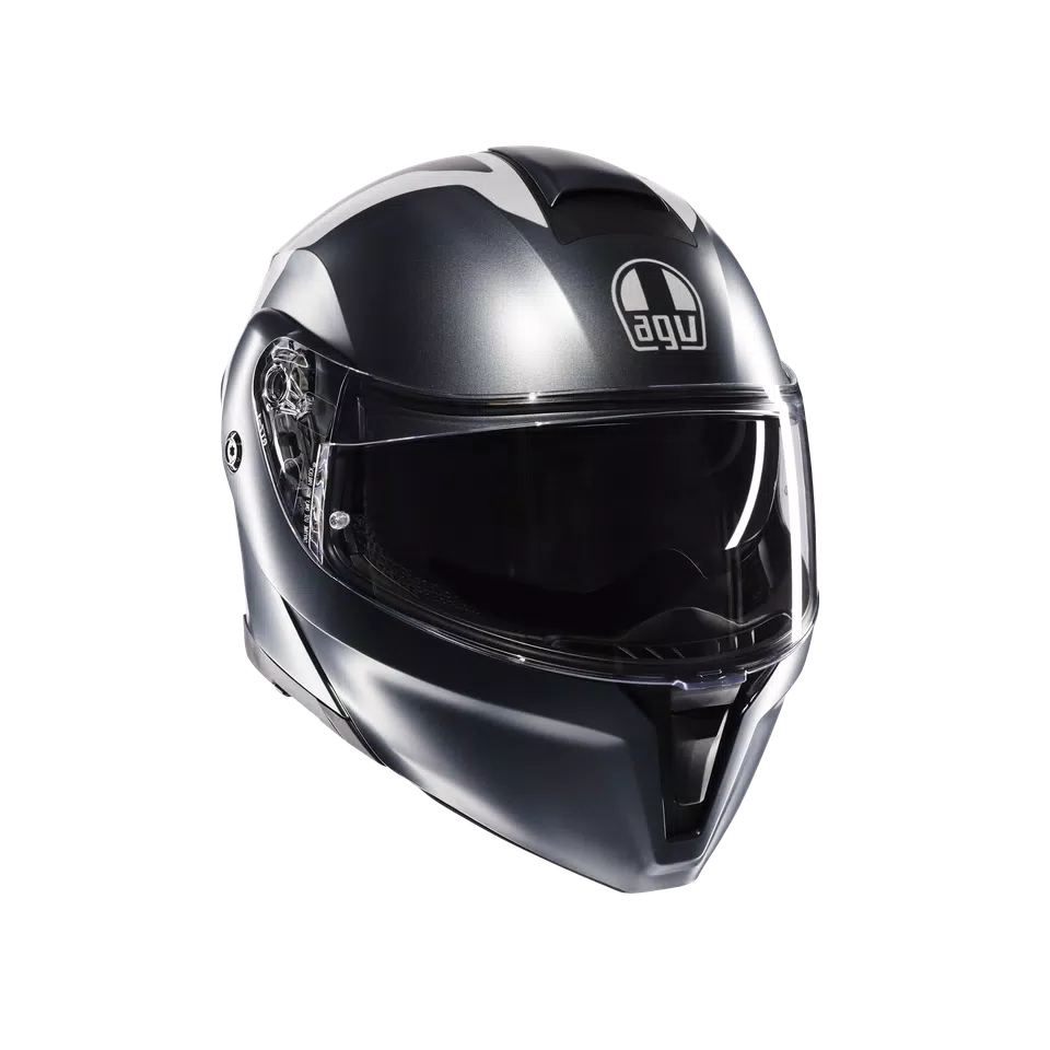 STREETMODULAR RESIA MATT GREY/SILVER/RED - MOTORBIKE FLIP UP HELMET E2206
