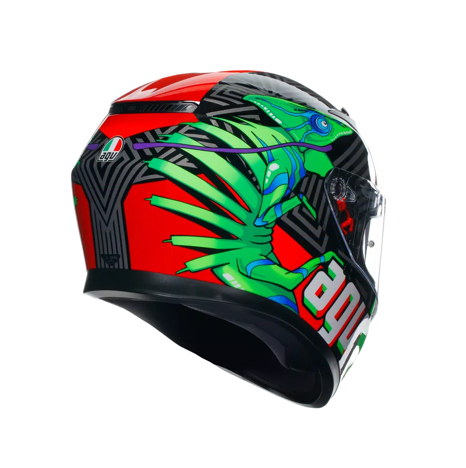 K3 KAMALEON BLACK/RED/GREEN - MOTORBIKE FULL FACE HELMET E2206