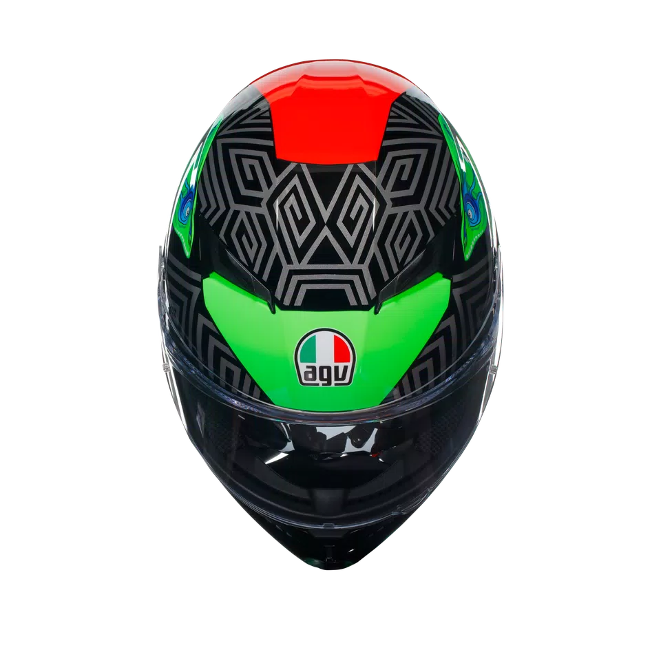 K3 KAMALEON BLACK/RED/GREEN - MOTORBIKE FULL FACE HELMET E2206