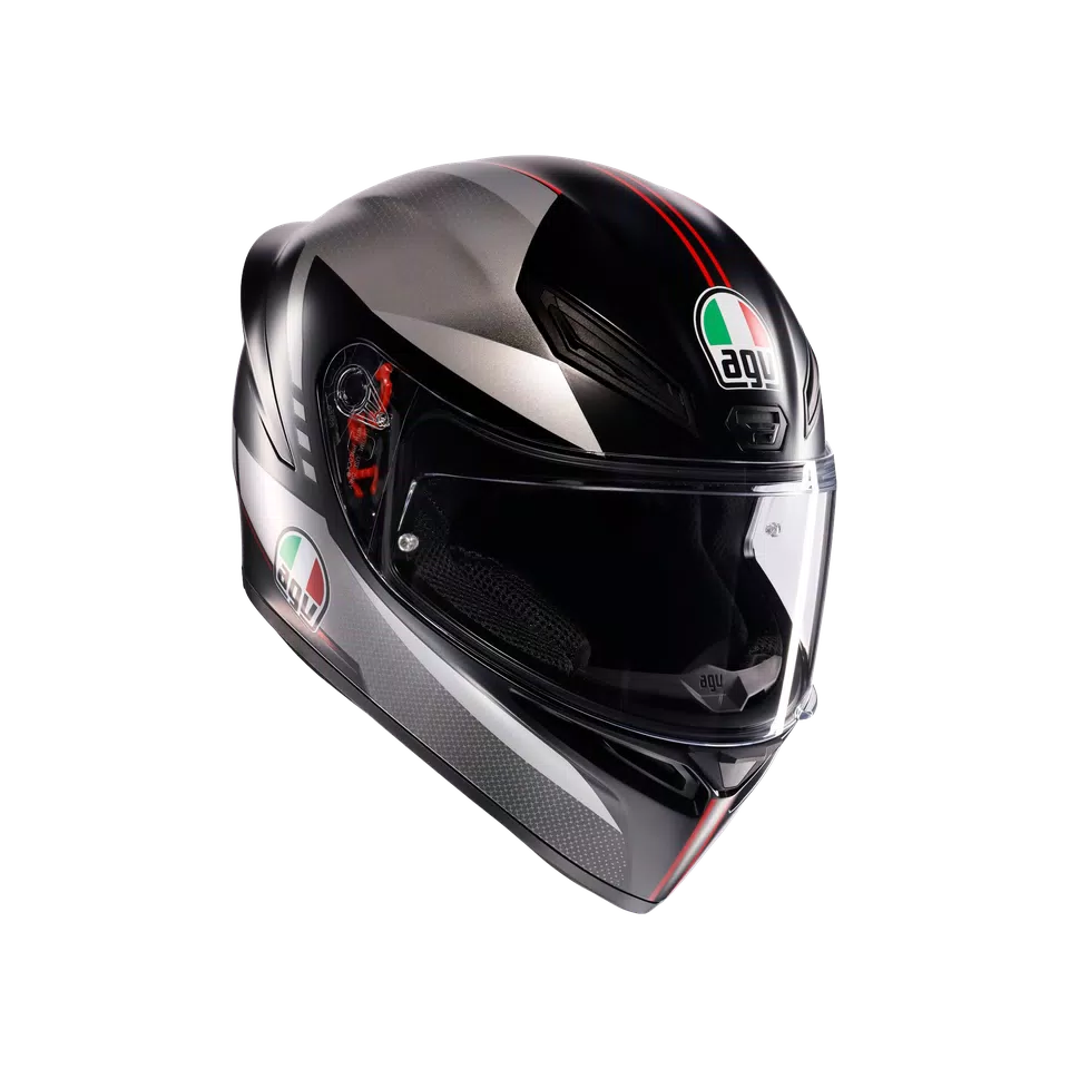 K1 S LAP MATT BLACK/GREY/RED - MOTORBIKE FULL FACE HELMET E2206