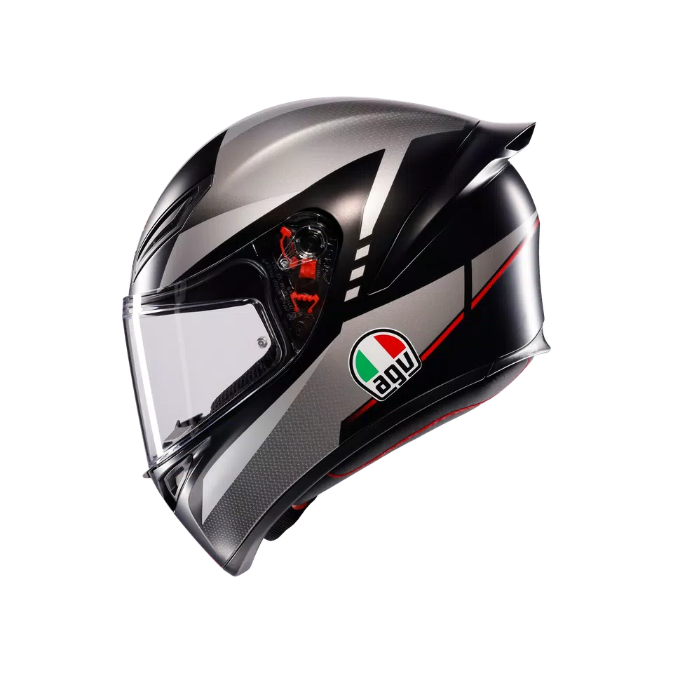 K1 S LAP MATT BLACK/GREY/RED - MOTORBIKE FULL FACE HELMET E2206