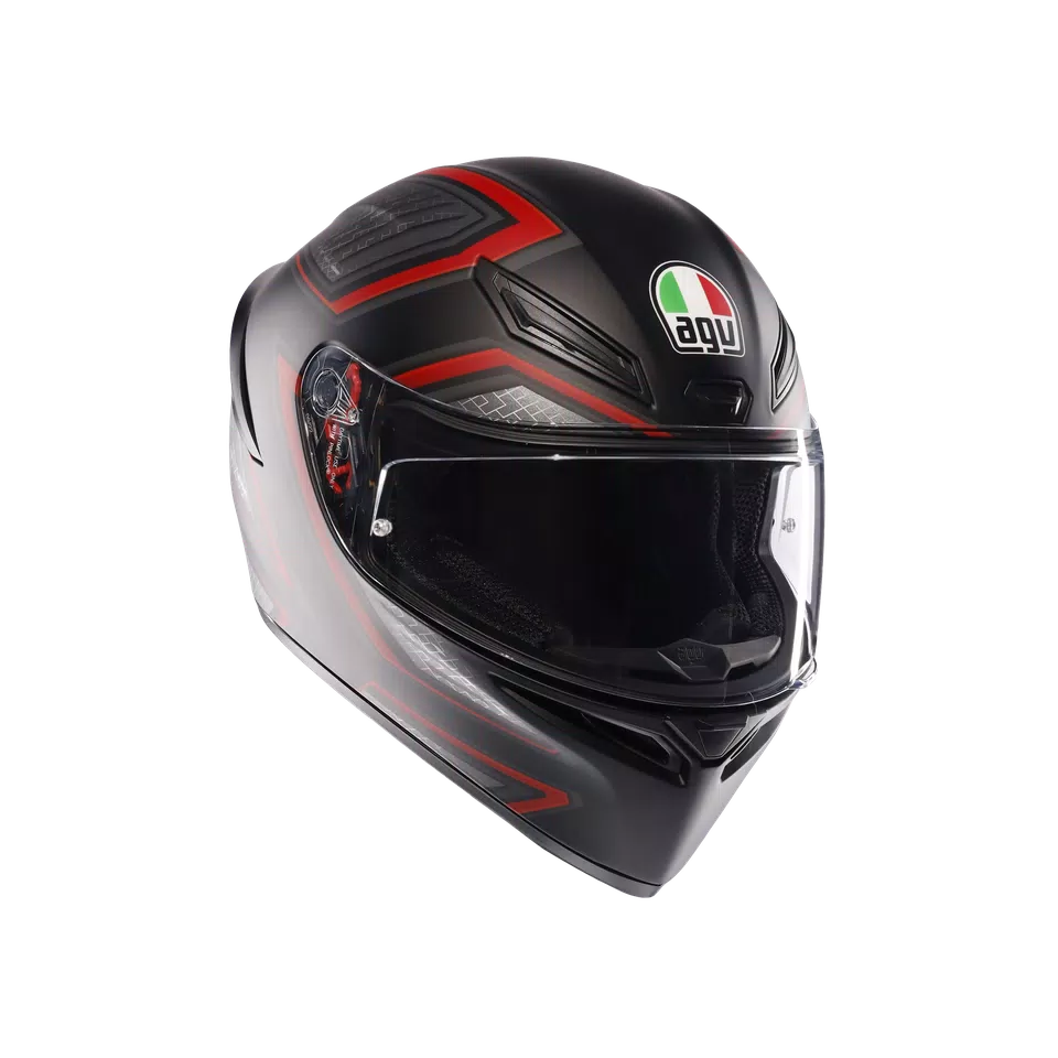 K1 S SLING MATT BLACK/RED - MOTORBIKE FULL FACE HELMET E2206