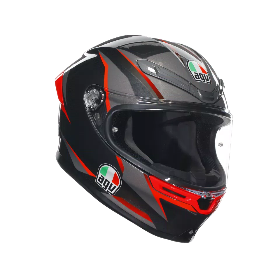 K6 S SLASHCUT BLACK/GREY/RED - MOTORBIKE FULL FACE HELMET E2206