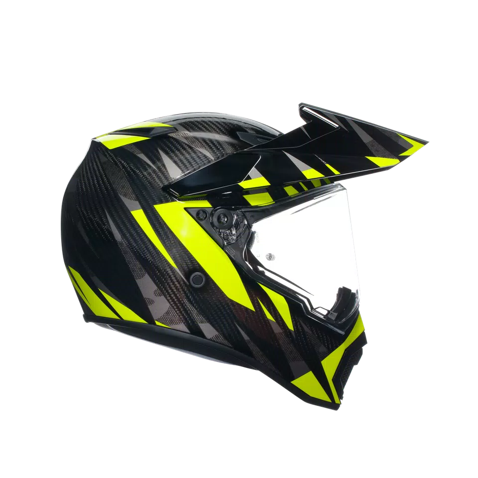 AX9 STEPPA CARBON/GREY/YELLOW FLUO - MOTORBIKE FULL FACE HELMET E2206