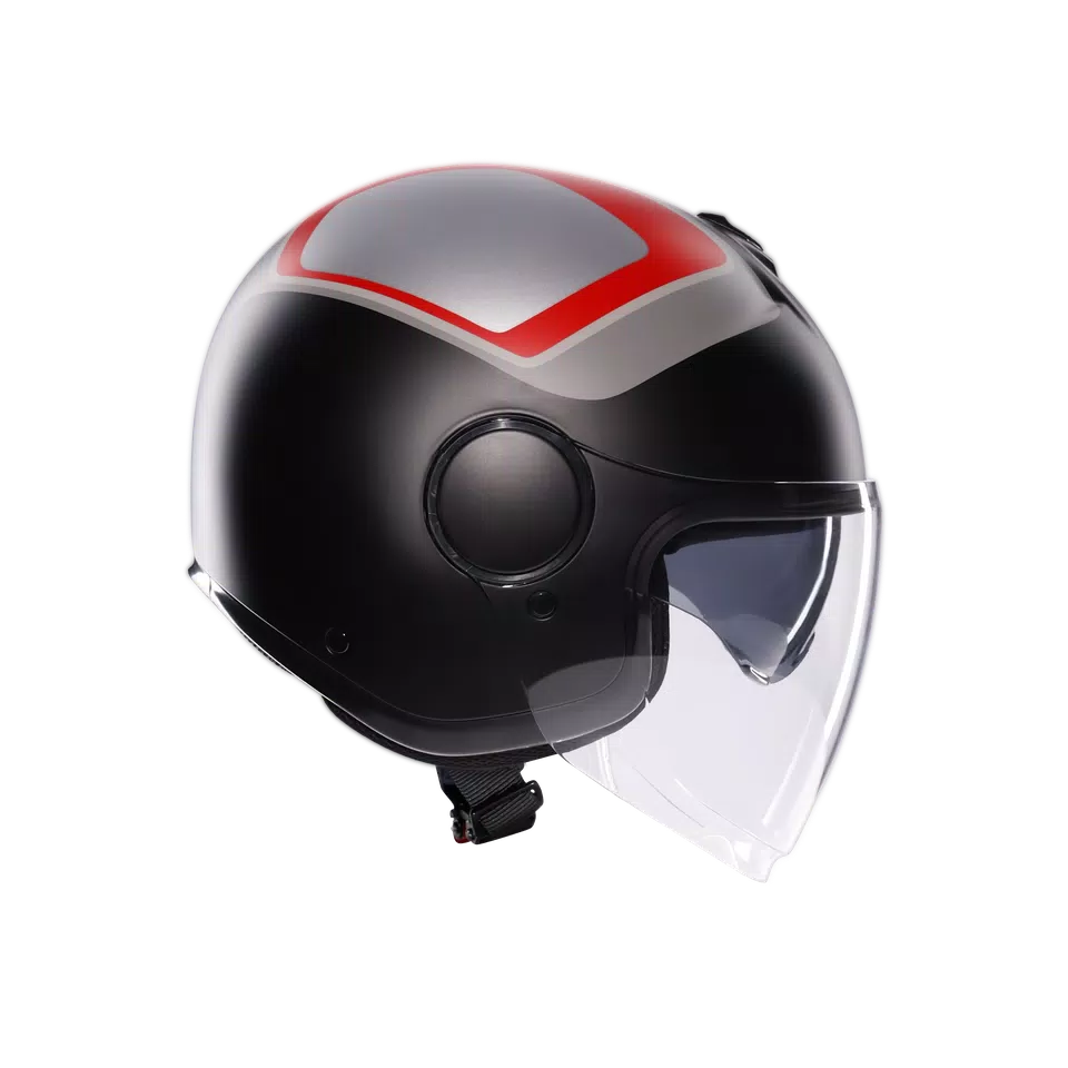 ETERES SCAGLIERI MATT GREY/RED - MOTORBIKE OPEN FACE HELMET E2206