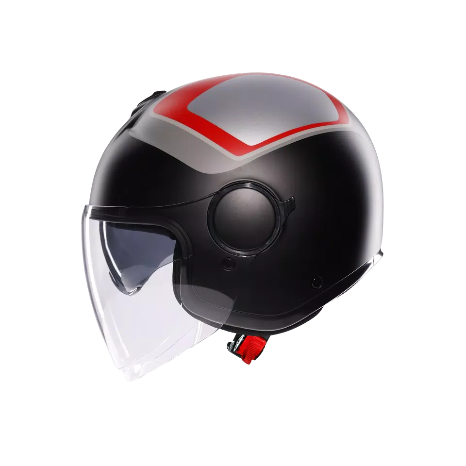 ETERES SCAGLIERI MATT GREY/RED - MOTORBIKE OPEN FACE HELMET E2206