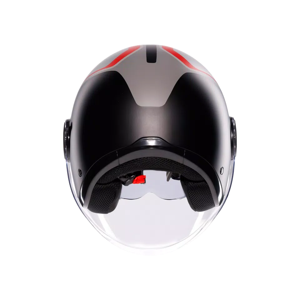 ETERES SCAGLIERI MATT GREY/RED - MOTORBIKE OPEN FACE HELMET E2206