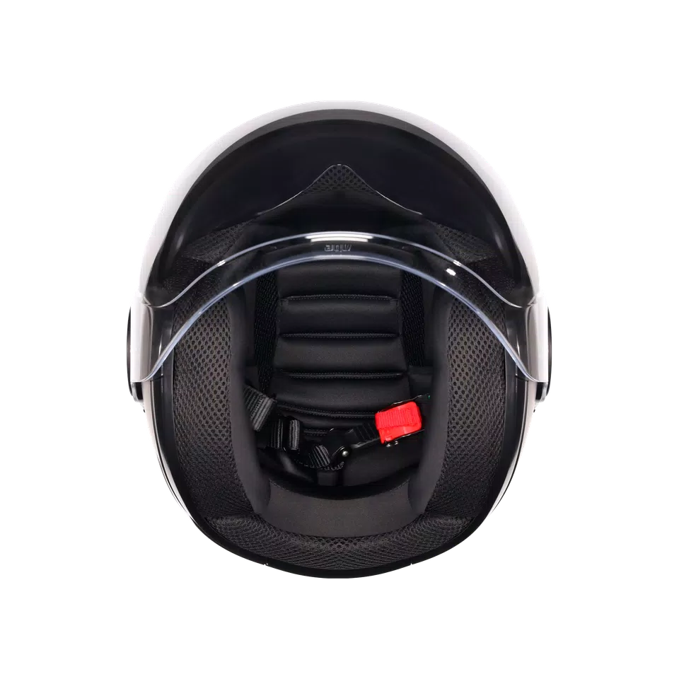 ETERES SCAGLIERI MATT GREY/RED - MOTORBIKE OPEN FACE HELMET E2206