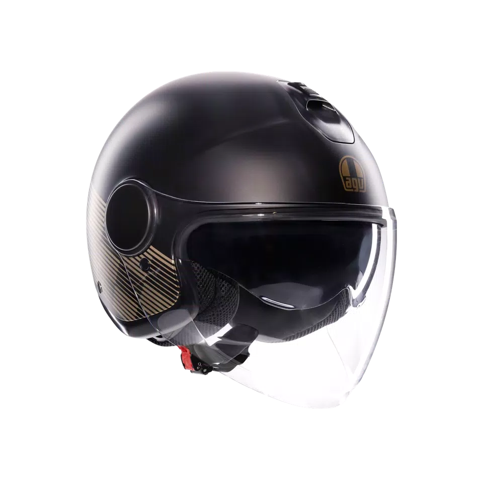ETERES PONZA MATT BLACK/GOLD - MOTORBIKE OPEN FACE HELMET E2206