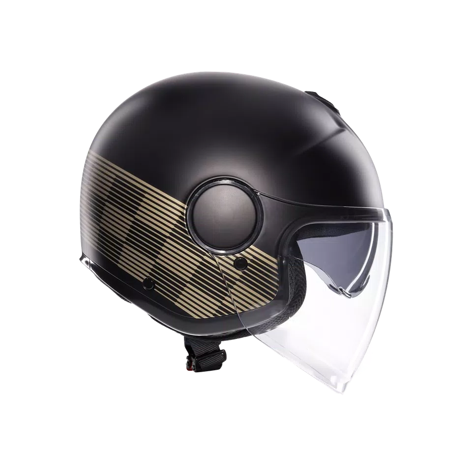 ETERES PONZA MATT BLACK/GOLD - MOTORBIKE OPEN FACE HELMET E2206