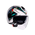 ETERES GHEPARD MATT WHITE/BLACK/GREEN - MOTORBIKE OPEN FACE HELMET E2206