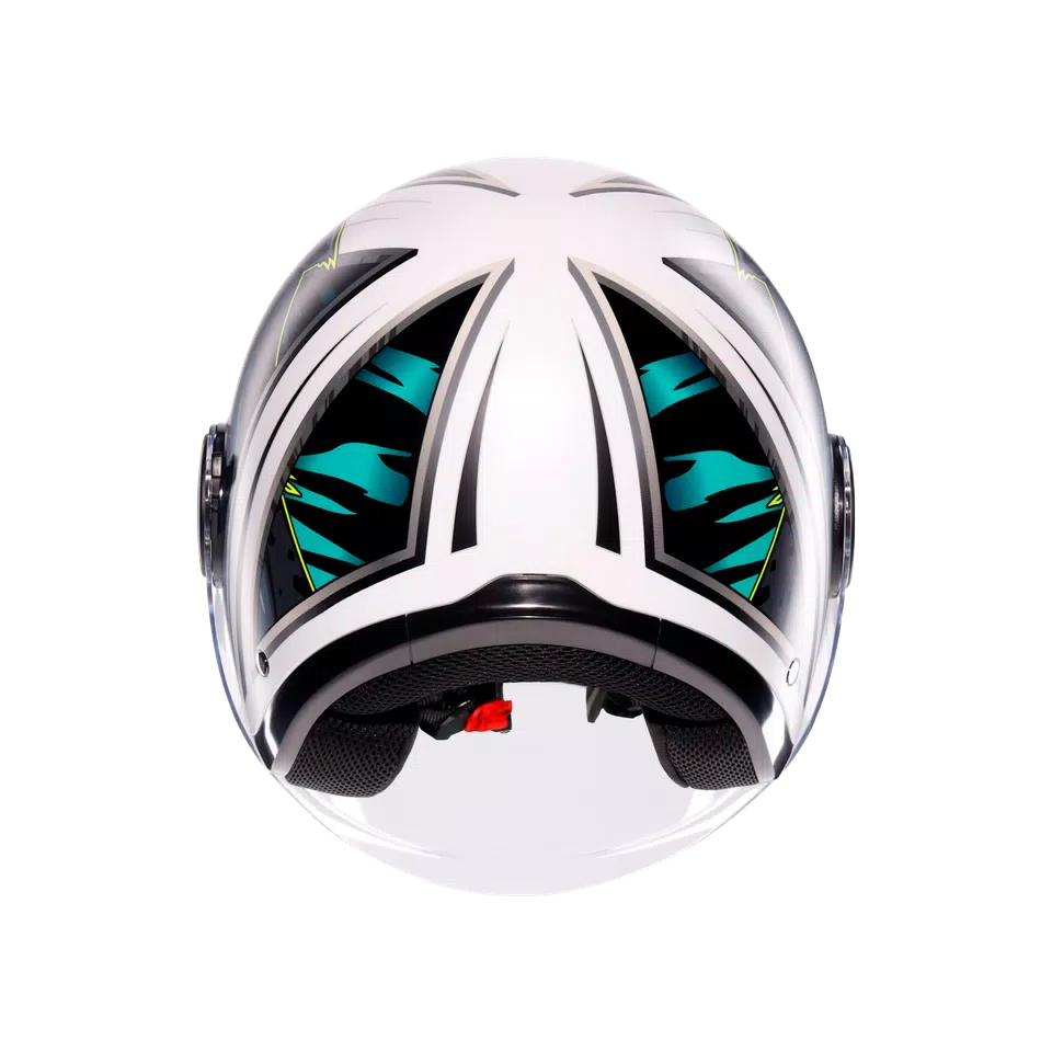 ETERES GHEPARD MATT WHITE/BLACK/GREEN - MOTORBIKE OPEN FACE HELMET E2206