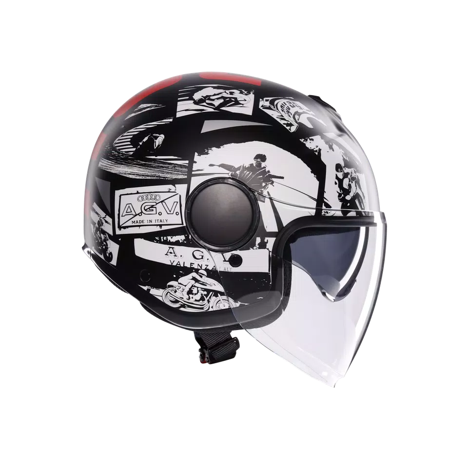 ETERES HISTORY MATT BLACK/WHITE/RED - MOTORBIKE OPEN FACE HELMET E2206