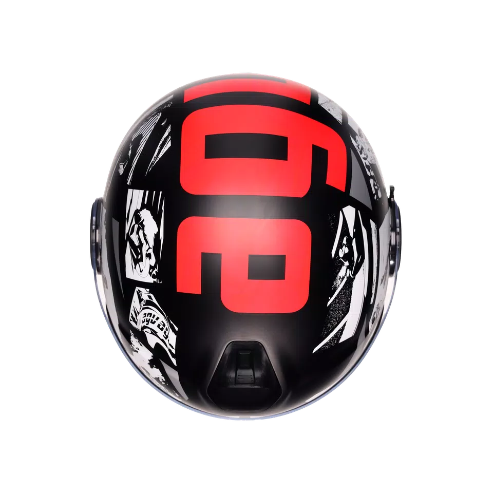 ETERES HISTORY MATT BLACK/WHITE/RED - MOTORBIKE OPEN FACE HELMET E2206