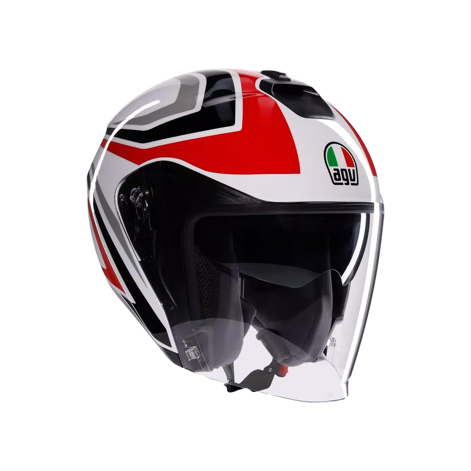 IRIDES TOLOSA BLACK/GREY/RED - MOTORBIKE OPEN FACE HELMET E2206