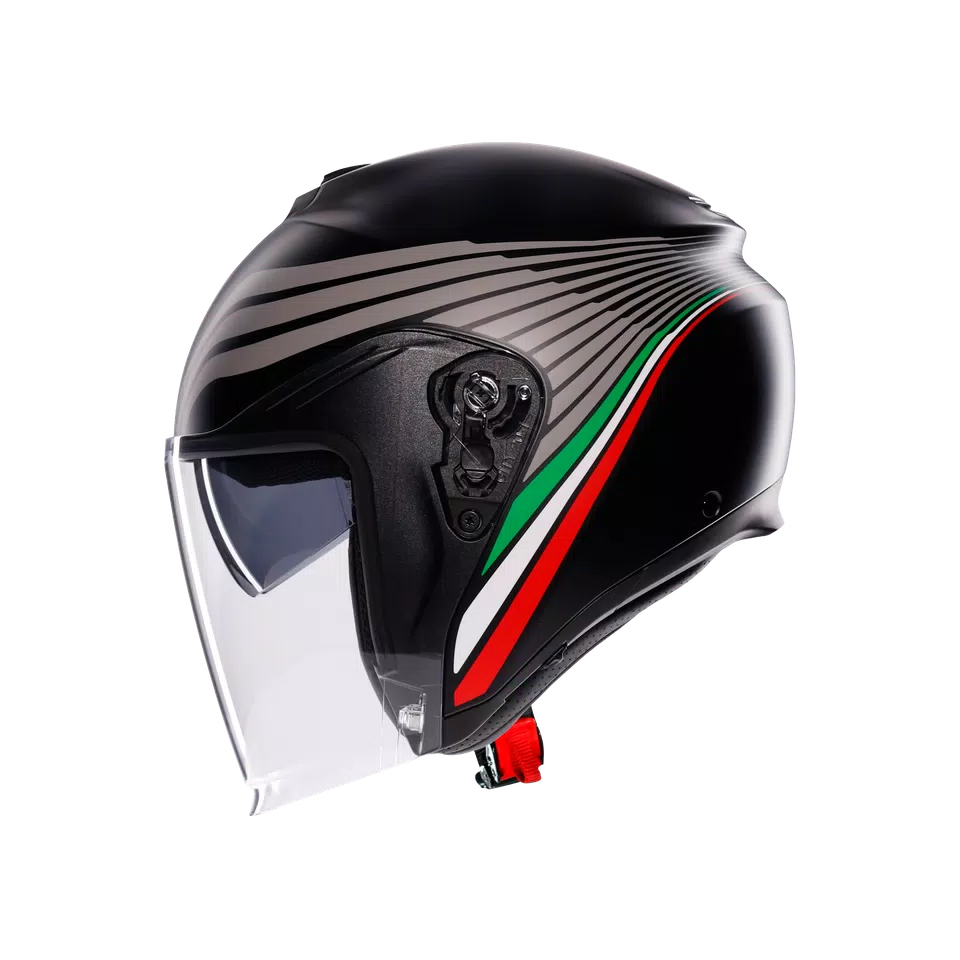 IRIDES BOLOGNA MATT BLACK/TRICOLORE - MOTORBIKE OPEN FACE HELMET E2206