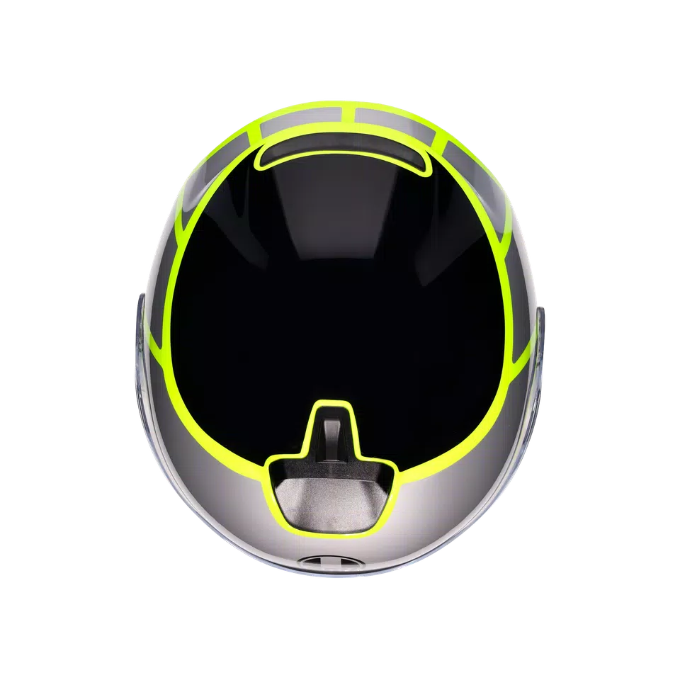 IRIDES DAVAO BLACK/GREY/YELLOW FLUO - MOTORBIKE OPEN FACE HELMET E2206