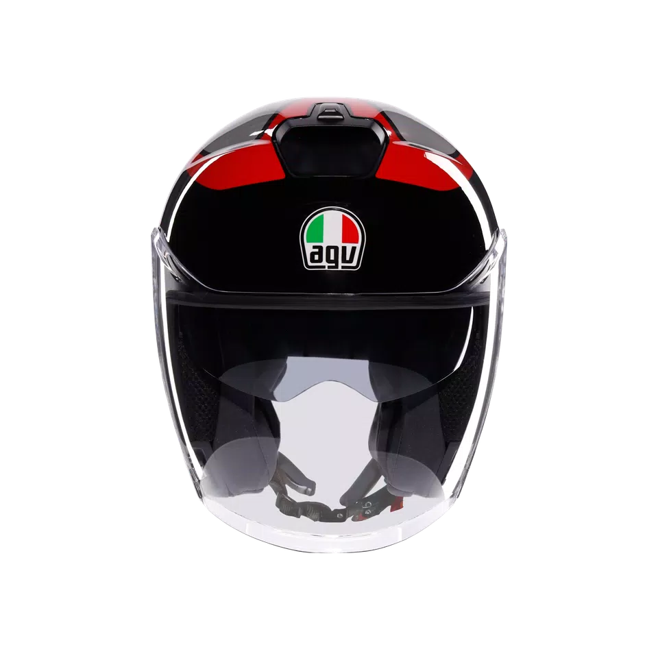 IRIDES MOTORBIKE OPEN FACE HELMET E2206 - VALENZA MATT GREY/BLACK/RED