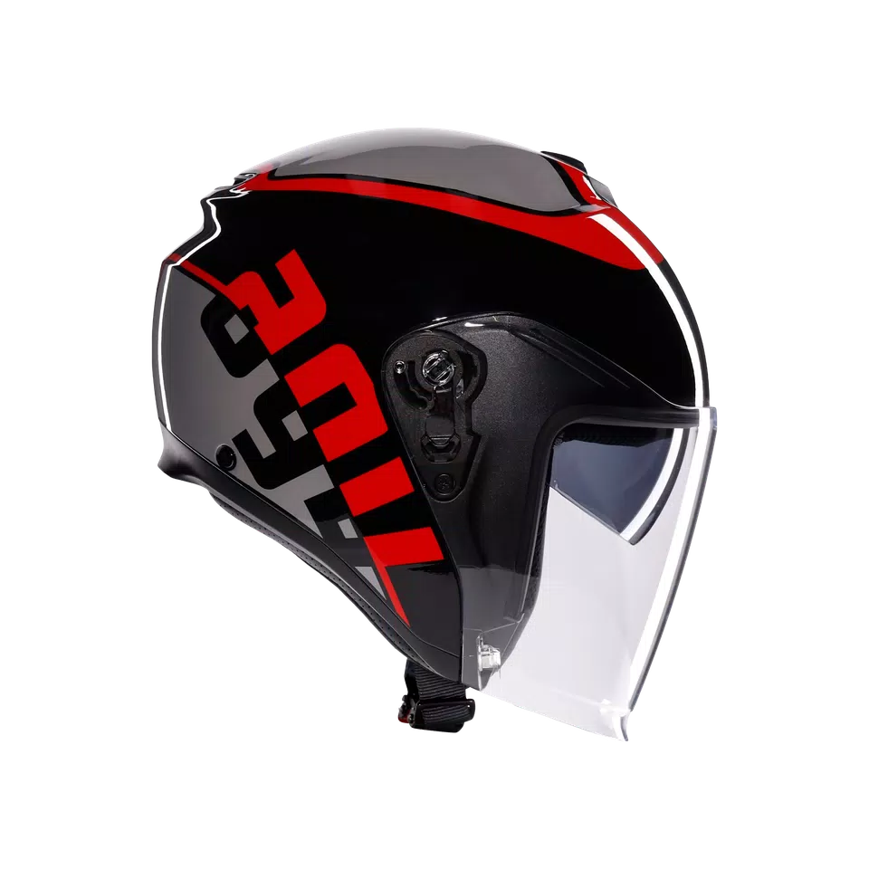 IRIDES MOTORBIKE OPEN FACE HELMET E2206 - VALENZA MATT GREY/BLACK/RED