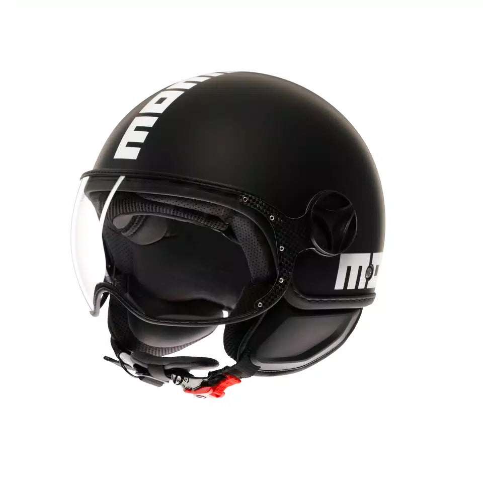 MOMODESIGN FGTR CLASSIC MATT BLACK / WHITE - JET HELMET WITH VISOR E2206