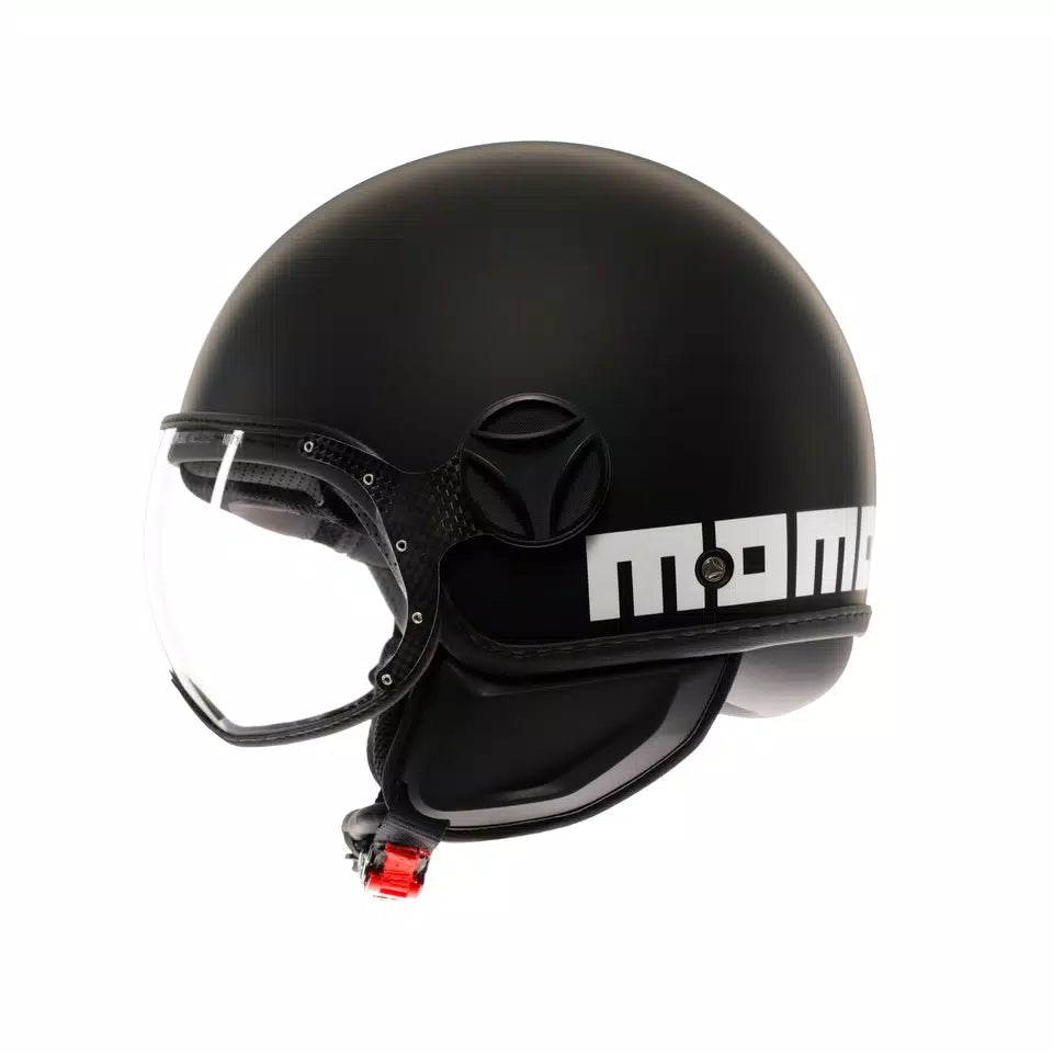 MOMODESIGN FGTR CLASSIC MATT BLACK / WHITE - JET HELMET WITH VISOR E2206