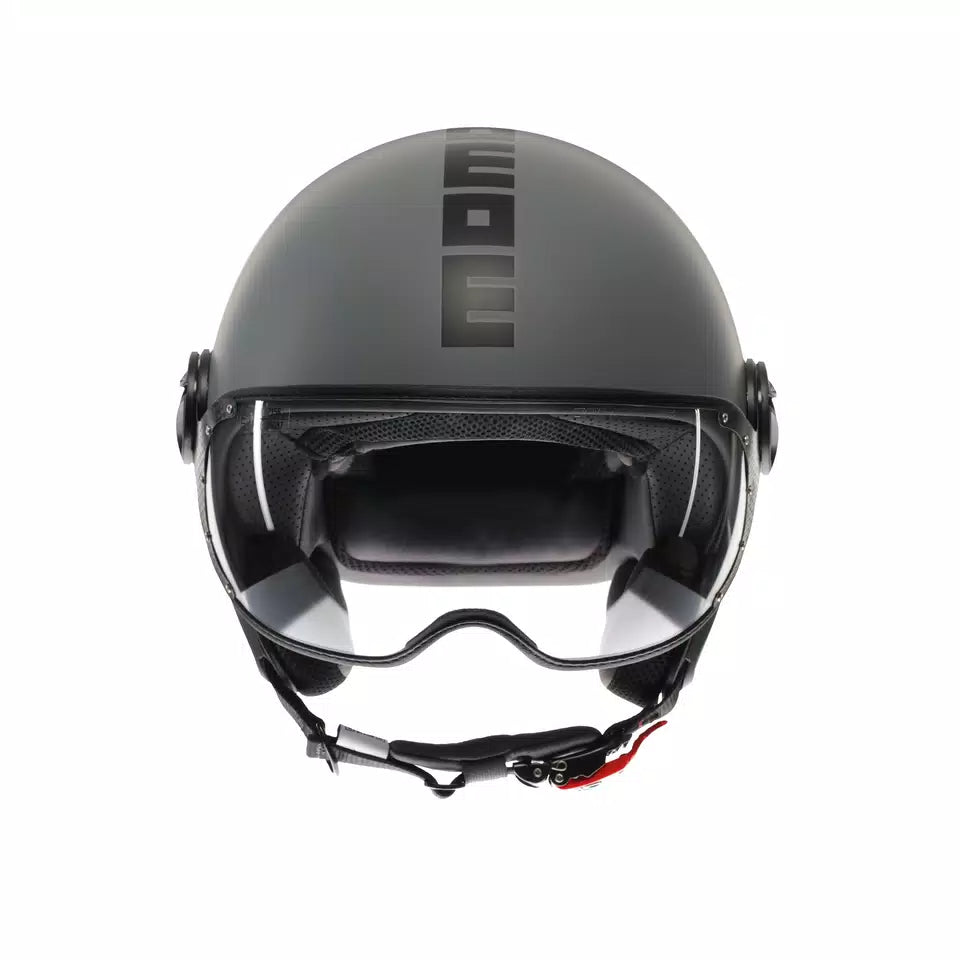 MOMODESIGN FGTR CLASSIC MATT GREY / BLACK - JET HELMET WITH VISOR E2206