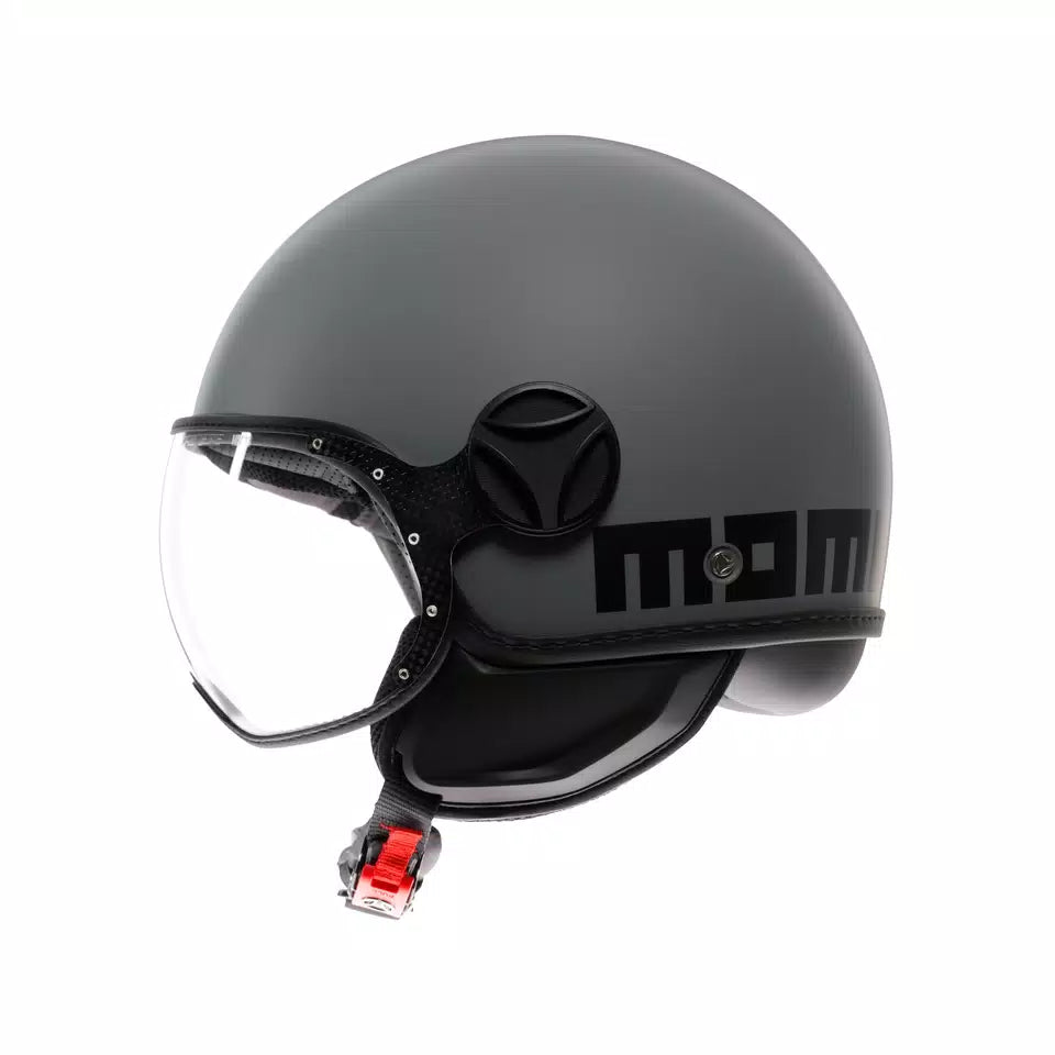 MOMODESIGN FGTR CLASSIC MATT GREY / BLACK - JET HELMET WITH VISOR E2206