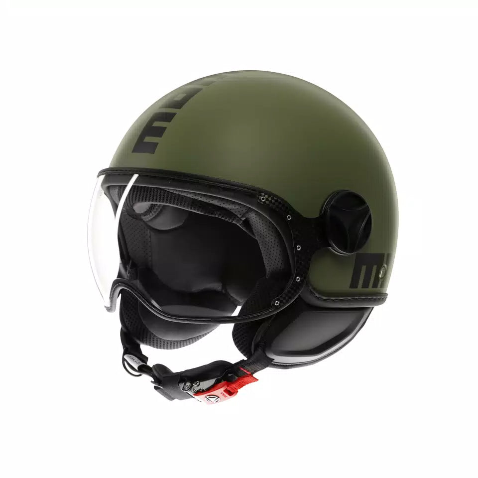 MOMODESIGN FGTR CLASSIC MATT MILITARY GREEN / BLACK - JET HELMET WITH VISOR E2206