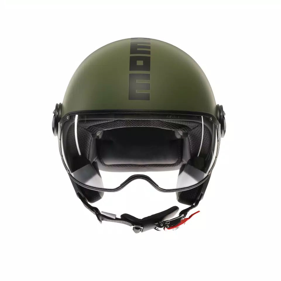 MOMODESIGN FGTR CLASSIC MATT MILITARY GREEN / BLACK - JET HELMET WITH VISOR E2206