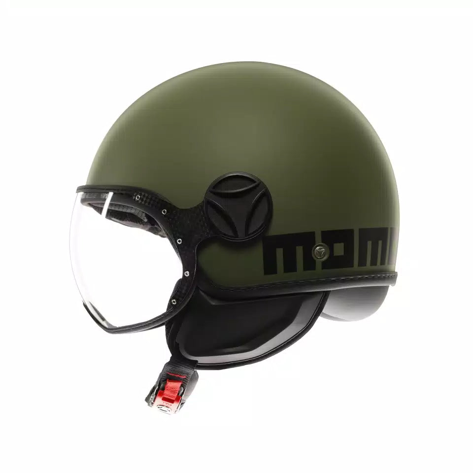MOMODESIGN FGTR CLASSIC MATT MILITARY GREEN / BLACK - JET HELMET WITH VISOR E2206