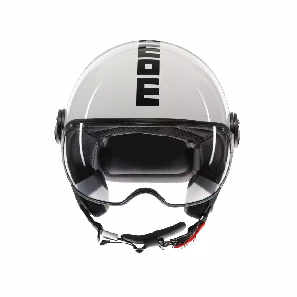 MOMODESIGN FGTR CLASSIC GLOSSY WHITE / BLACK - JET HELMET WITH VISOR E2206
