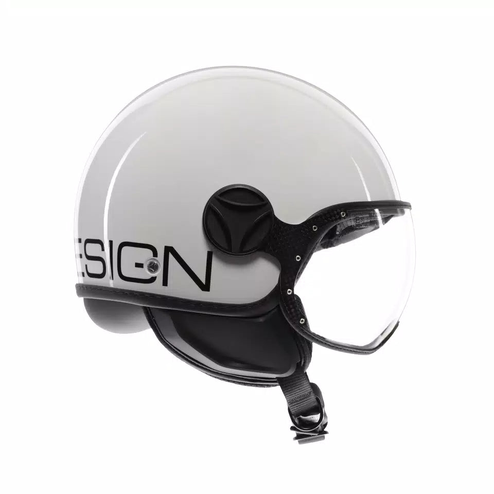 MOMODESIGN FGTR CLASSIC GLOSSY WHITE / BLACK - JET HELMET WITH VISOR E2206