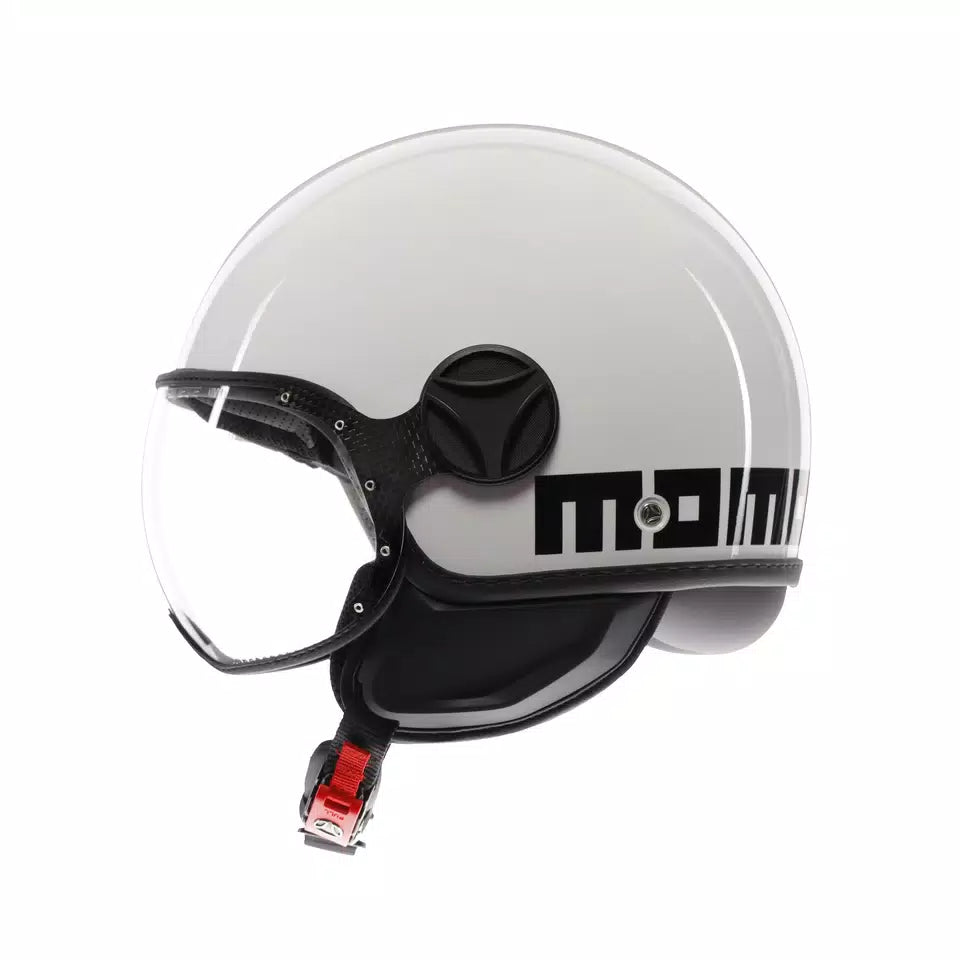 MOMODESIGN FGTR CLASSIC GLOSSY WHITE / BLACK - JET HELMET WITH VISOR E2206