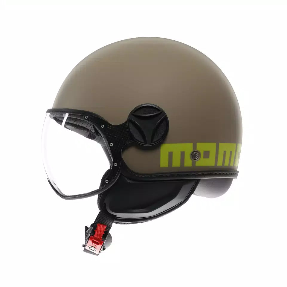 MOMODESIGN FGTR CLASSIC MATT SAND / LIME - JET HELMET WITH VISOR E2206